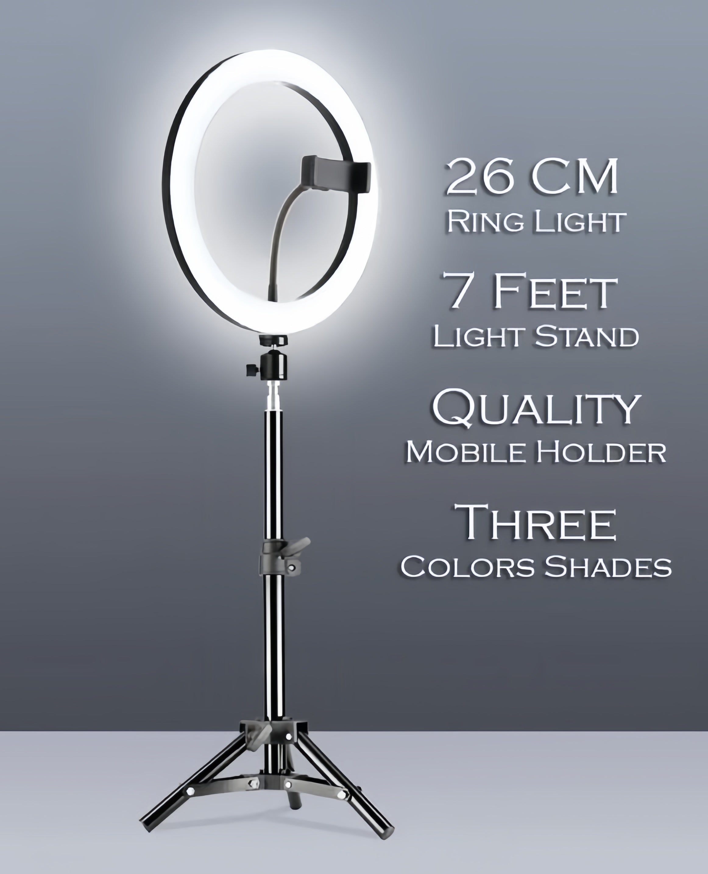 Professional 10" Selfie Ring Light with 3 Color Modes & Adjustable 7-Foot Stand for Vlogging/Live Stream